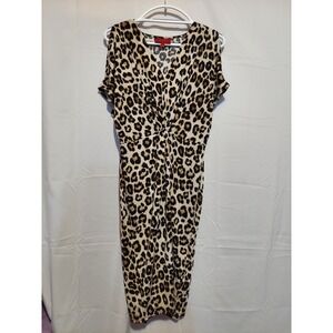 Jennifer Lopez Leopard Print Dress Twist Front Cold Shoulder - Small